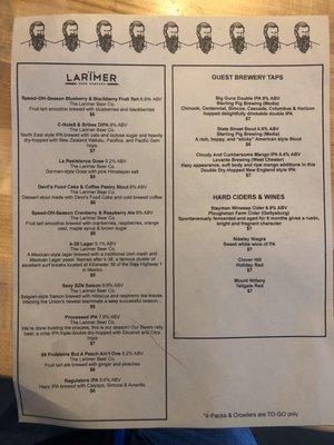 Drink menu