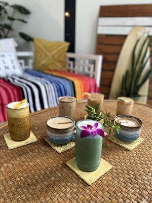 A few of our unique drinks we offer. Chai , Espresso Matcha and more!