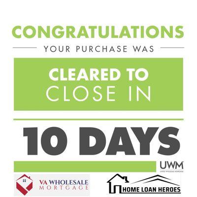 From submission to Clear to Close in just 10 days - that was fast! Just in time for the holidays!