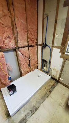 Shower base and valve install