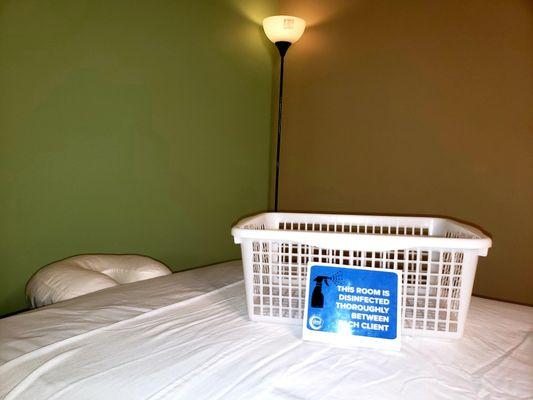 For your safety and cleanliness, our treatment rooms are carefully sanitized between appointments.