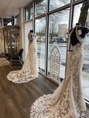 We love our glass walls! They allow us to showcase the dresses perfectly!