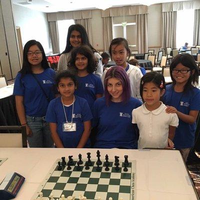 Chess girls with Coach Tatev at the camp