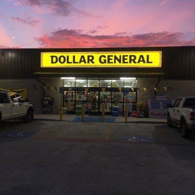 Sunset over Dollar General.