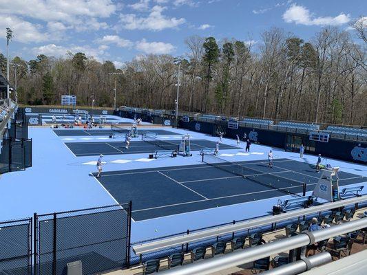 Stadium courts. Viewing on each side.