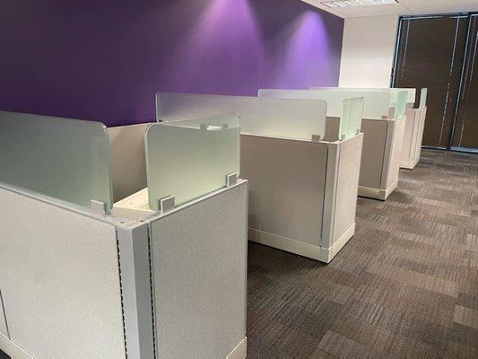 Workstations & Cubicles with glass dividers.