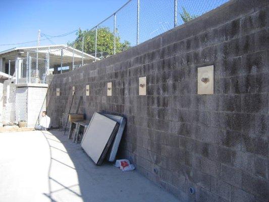 Repaired retaining wall.