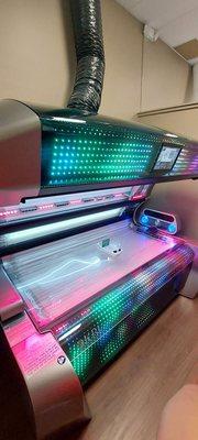 Tanning in this awesome bed.  Come check it out!