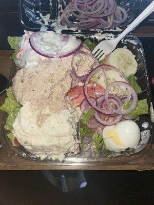 Bravo's Combination Salad with half of the chicken, tuna and seafood (imitation crab meat) salad taken off