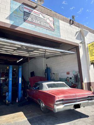 My '66 Buick getting AC R134a recharge at Rigo's