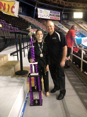 Miss Grace proudly showing off her NASTA Nationals Grand Championship trophy