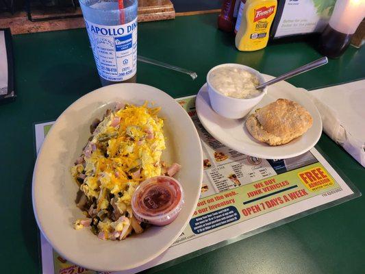 Apollo Skillet with biscuit and gravy