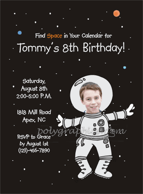 space party invitation with your photo