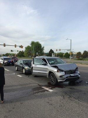 My client was just on her way to work this morning. The driver in the rear wasn't paying attention and caused a four-car pile up.