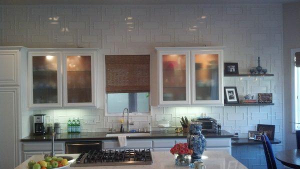 Hand Made Wall Tile and Custom Cabinets.