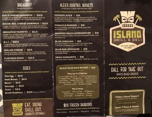 Island Grill and Deli menu