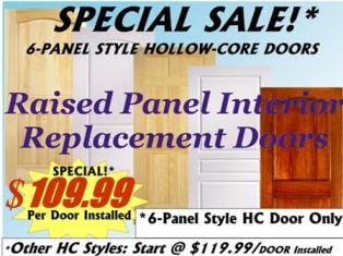 * LOWEST PRICE GUARANTEE*
* 1-DAY INSTALLATION*
* KEEP DOOR MOLDINGS & DOOR JAMBS INTACT
* ANGIE'S LIST TOP-RATED MEMBER