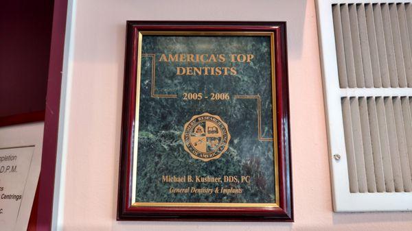 American Top Dentist 2005-2016 Award. Consumers' Research Council of America Michael B.Kushner, DDS, PC General Dentistry & Implants