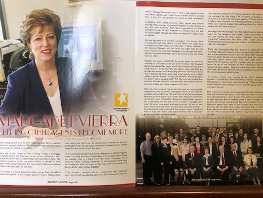 Broker Agent Magazine Article featuring Margaret VIerra.