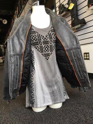 Ladies leather jackets and tops.