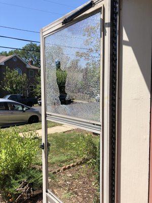 Shattered storm door