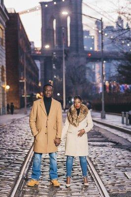 Engagement session in Dumbo, Brooklyn! Photography by Stanley Babb.