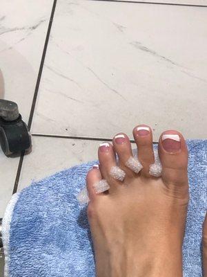 Pedicure with painted french tip