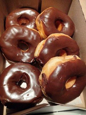 Chocolate iced yeast donuts