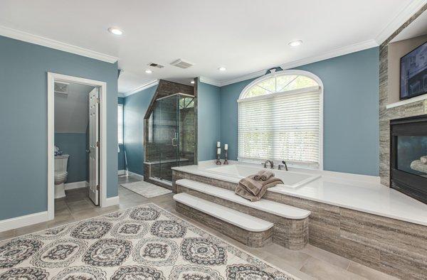 Grand Master Bathroom Remodel in Jessup, MD with marble bathtub