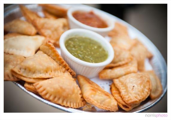 Meet our Homemade Empanadas with our Homemade Salsa Verde and Salsa Roja. Only at GR Catering!