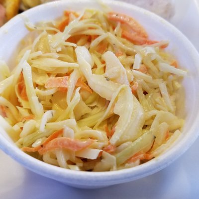 tasty cole slaw has a bit of heat