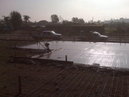 pouring a foundation slab for a steel building in Norco, Ca