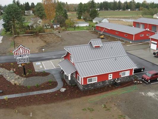 From high above the new office building!  (Pioneer Storage Complex in the background)