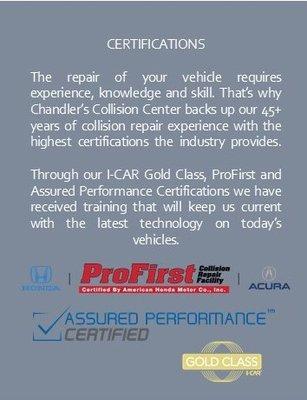 I-CAR GOLD CLASS,  CERTIFIED in the latest technology along with 45+YEARS Collision Repair experience.