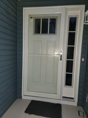 Storm door installation