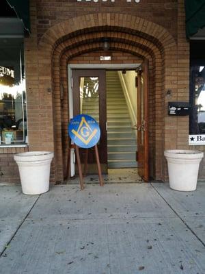 Front door of Tustin Masonic Lodge