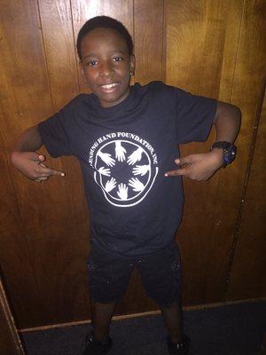 Custom apparel modeled by Vincent Jr.