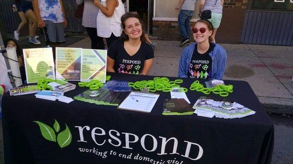 RESPOND a domestic violence prevention nonprofit table at Fluff Festival