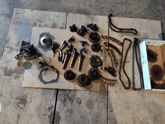 Timing chain and water pump  removed from a 6v Ford explorer