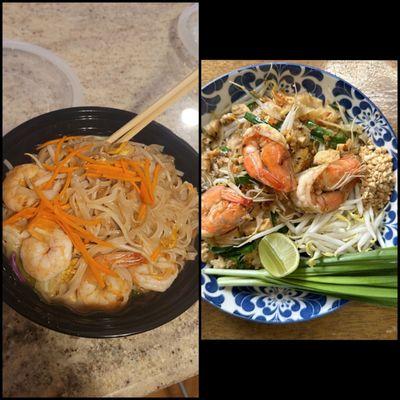 Pad Thai with shrimp, what I got vs pic on their website