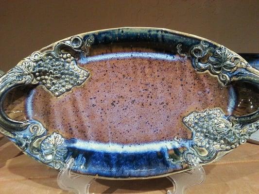 oval platter with grape motif