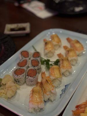 Spicy Tuna Roll & Cheese Shrimp Nirigi