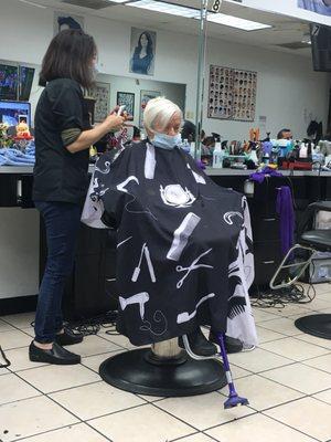 Grandma haircut process