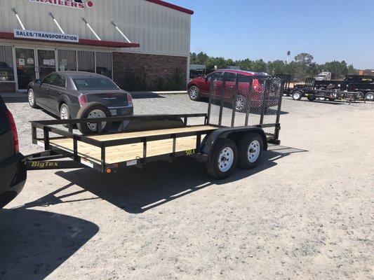 Big Tex 50LA-14 foot dual axle tandem trailer with fold up and down gate. Perfect match for my UTV!!!