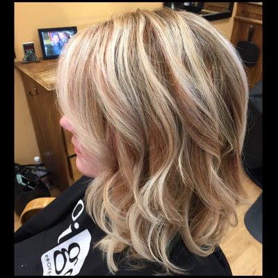 Lob haircut with balayage highlights