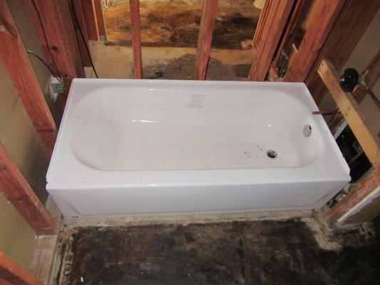 New bathtub installation. Bathroom remodel