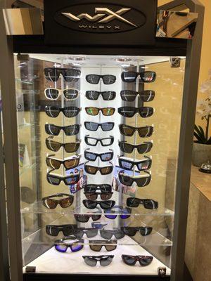 WileyX sunglass display right next to Oakleys!