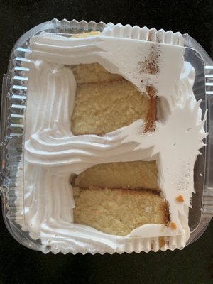 Pieces of cut Dominican cake- with icing since I said icing is my fave part of Dominican cake. Moist, mildly lemon flavored. Okay