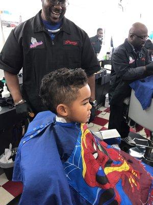 Kids hawk cut with big curls!