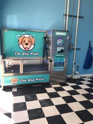 K9000 self serve vending machine. Bathe your dog, $15 for 15 mins, includes shampoo, conditioner, flea rinse, and dryer